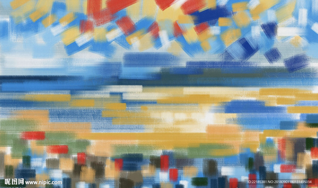 抽象风景象油画背景墙