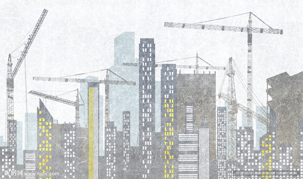 北欧城市建筑现代背景墙