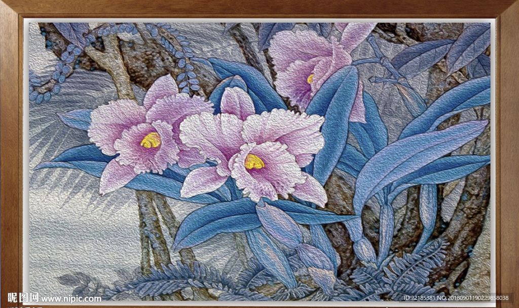 新中式油画花卉背景墙