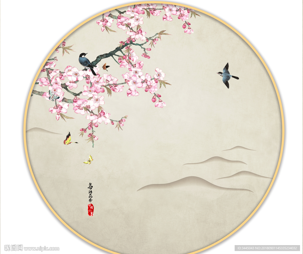 手绘花鸟装饰画挂画无框画