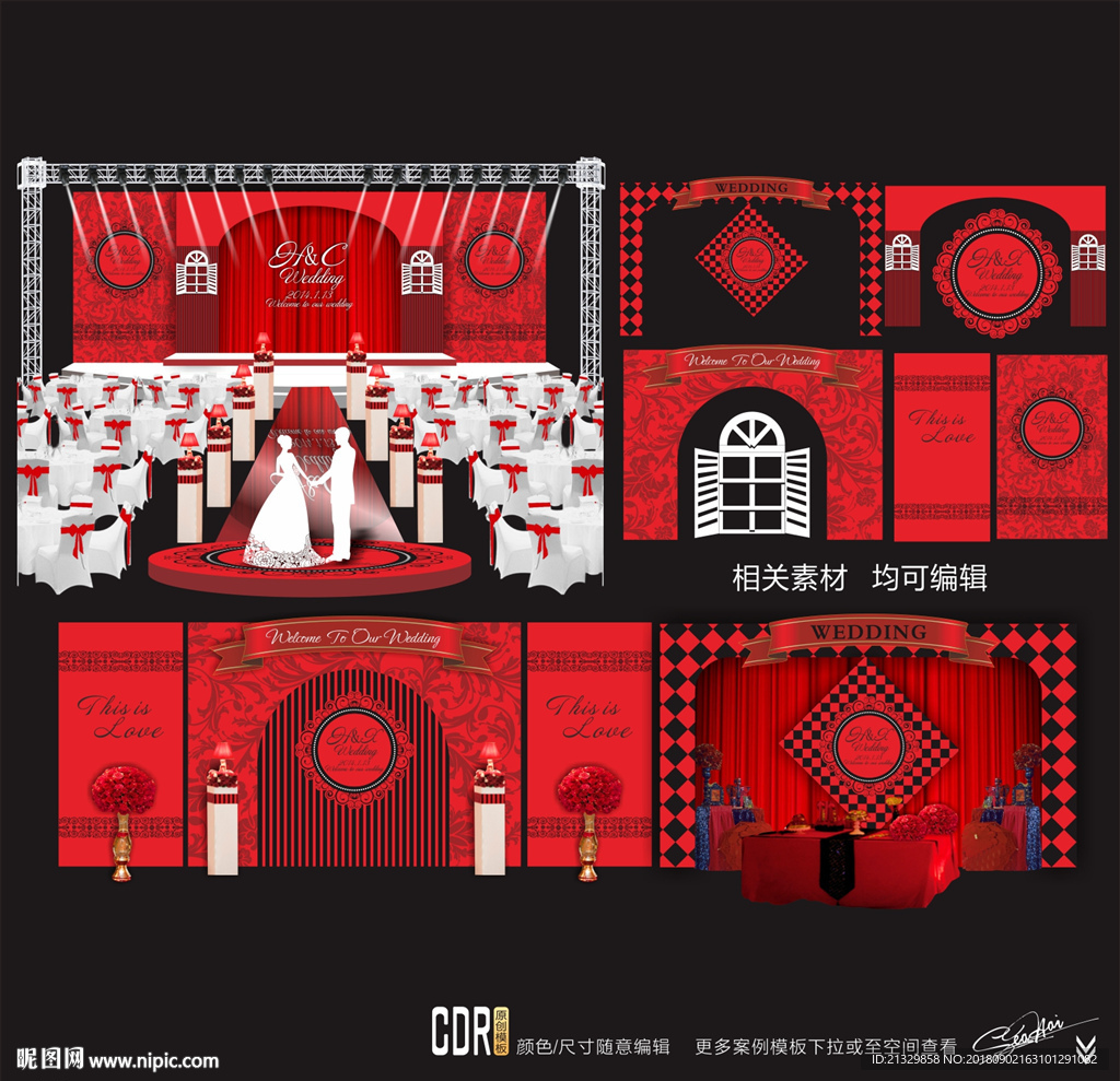 红黑撞色主题婚礼 黑红色婚礼