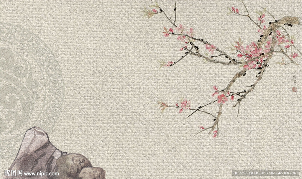现代新中式禅意梅花背景墙