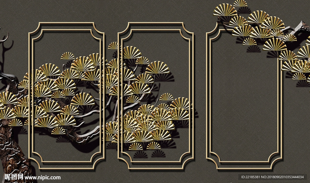 简约创意金松背景墙