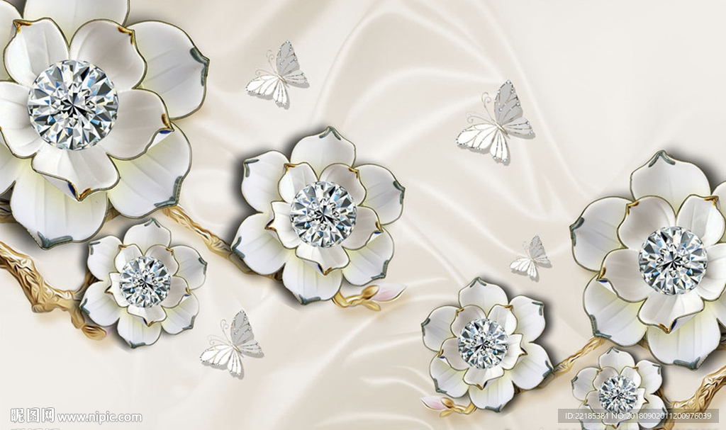 浮雕珠宝花朵背景墙