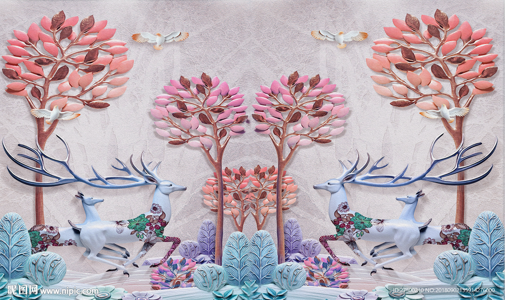 欧式麋鹿背景墙