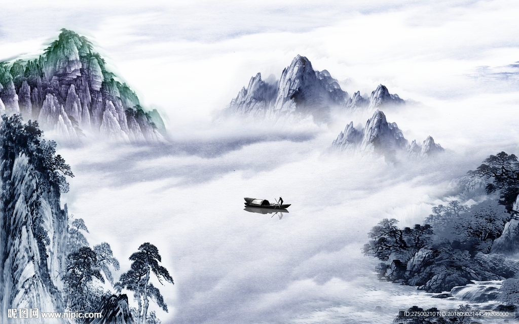 水墨山水背景墙