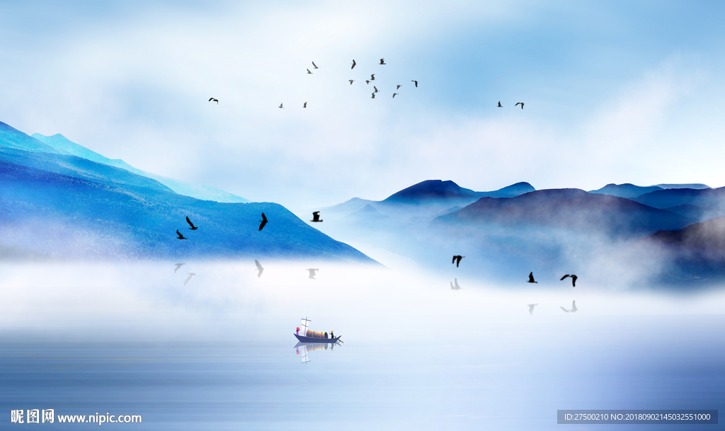 水墨山水背景墙