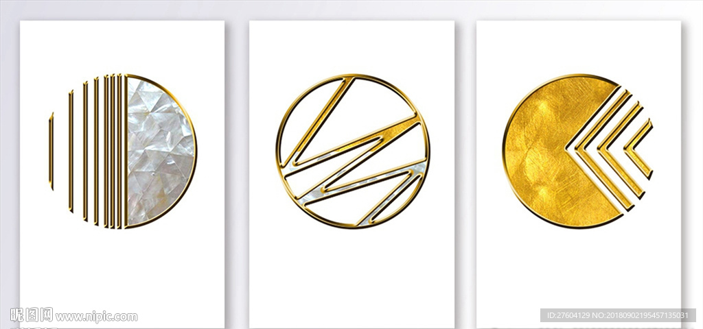 简约风金色圆形图案装饰画