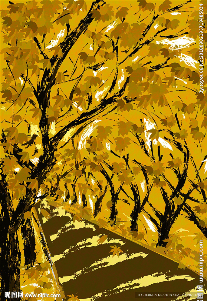 唯美现代油画树林装饰画