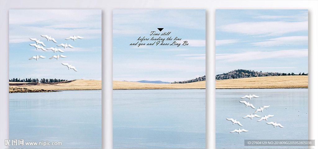 简约地中海风海景三联装饰画