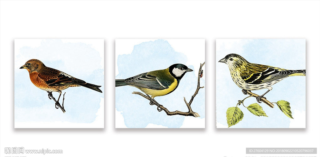 水彩手绘花鸟装饰画