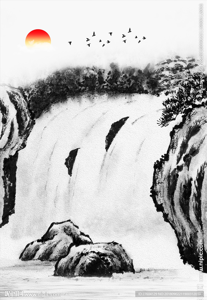 中式水墨山水风景意境装饰画