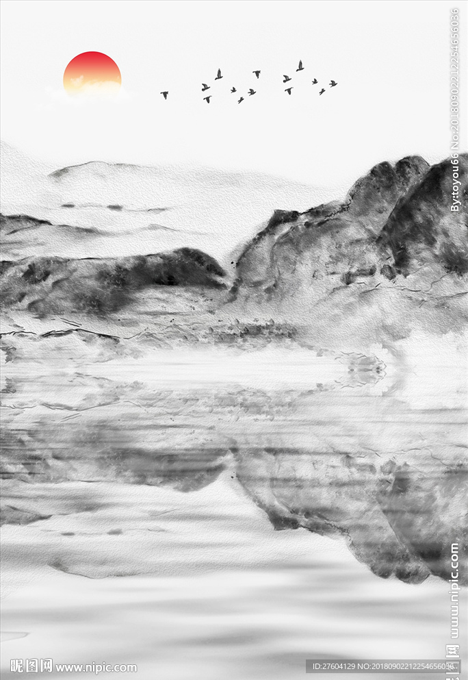 中式意境水墨山水风景装饰画