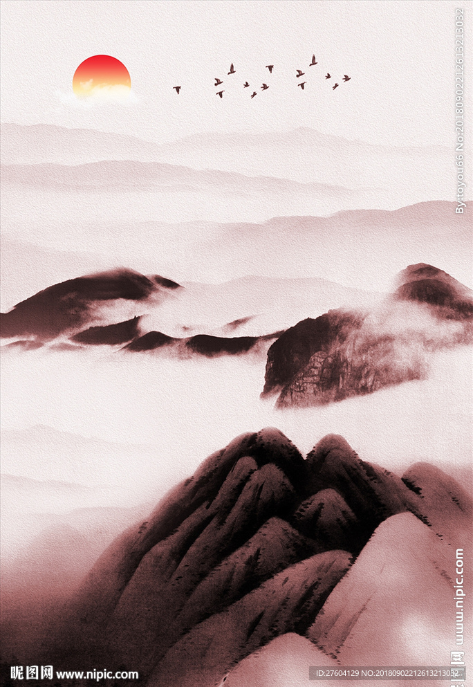 意境山水风景新中式水墨装饰画