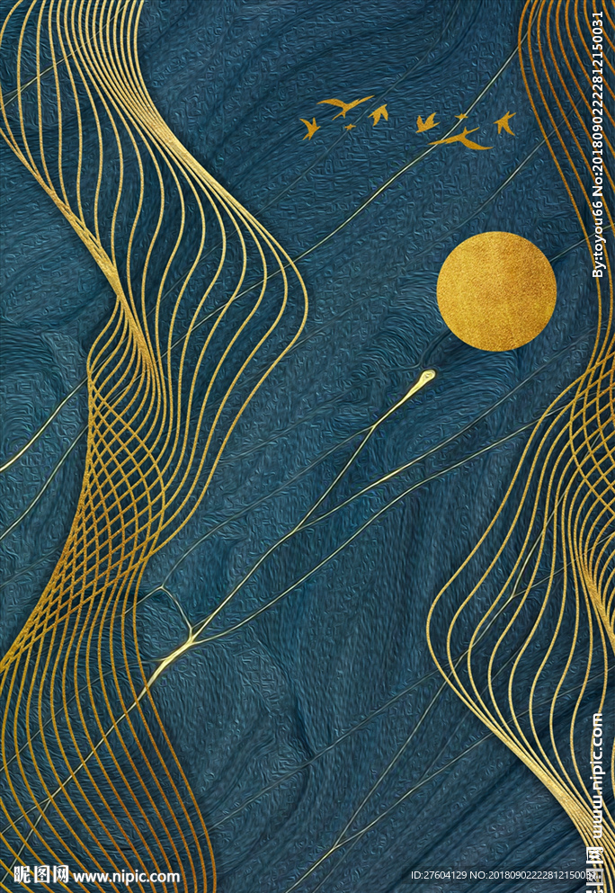 金色典雅复古风格抽象装饰画