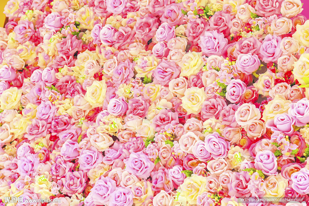 粉色金色玫瑰花背景墙花墙