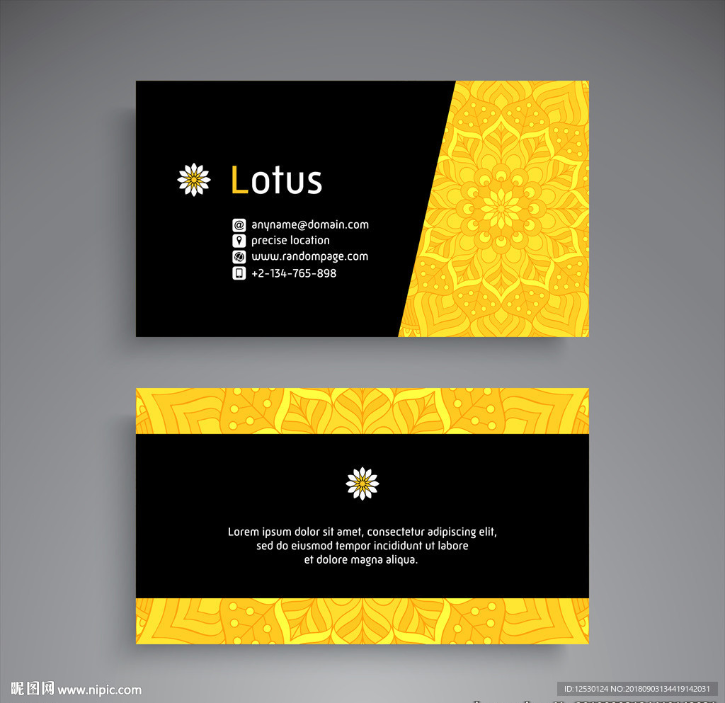 金色黑色欧式花纹名片设计