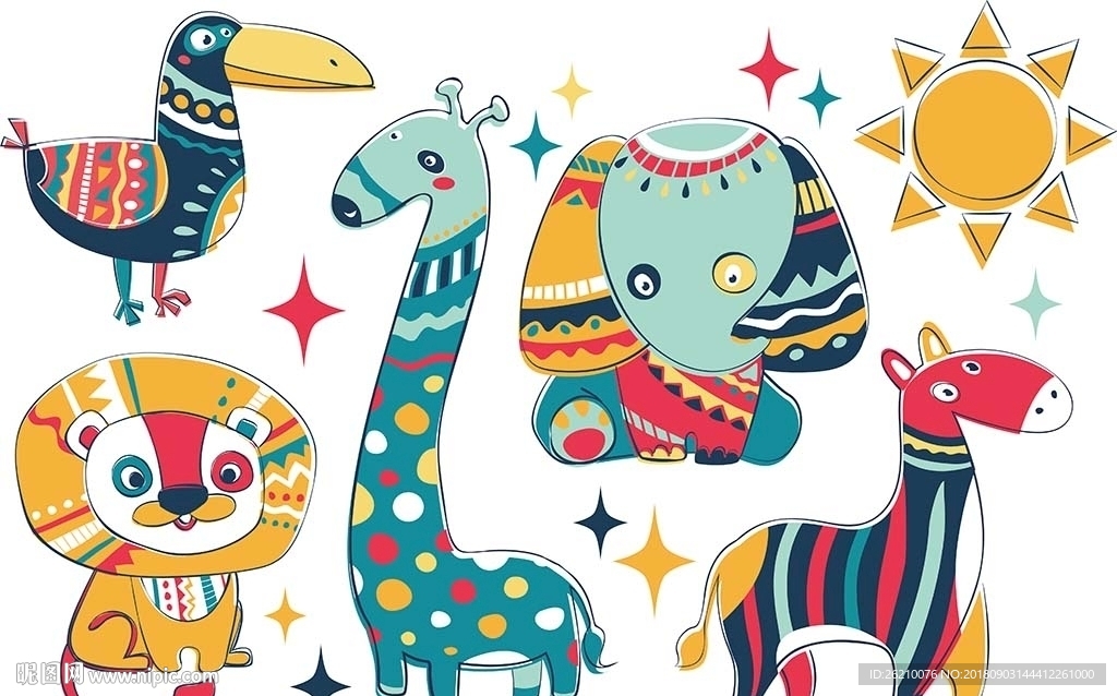 可爱卡通动物背景墙