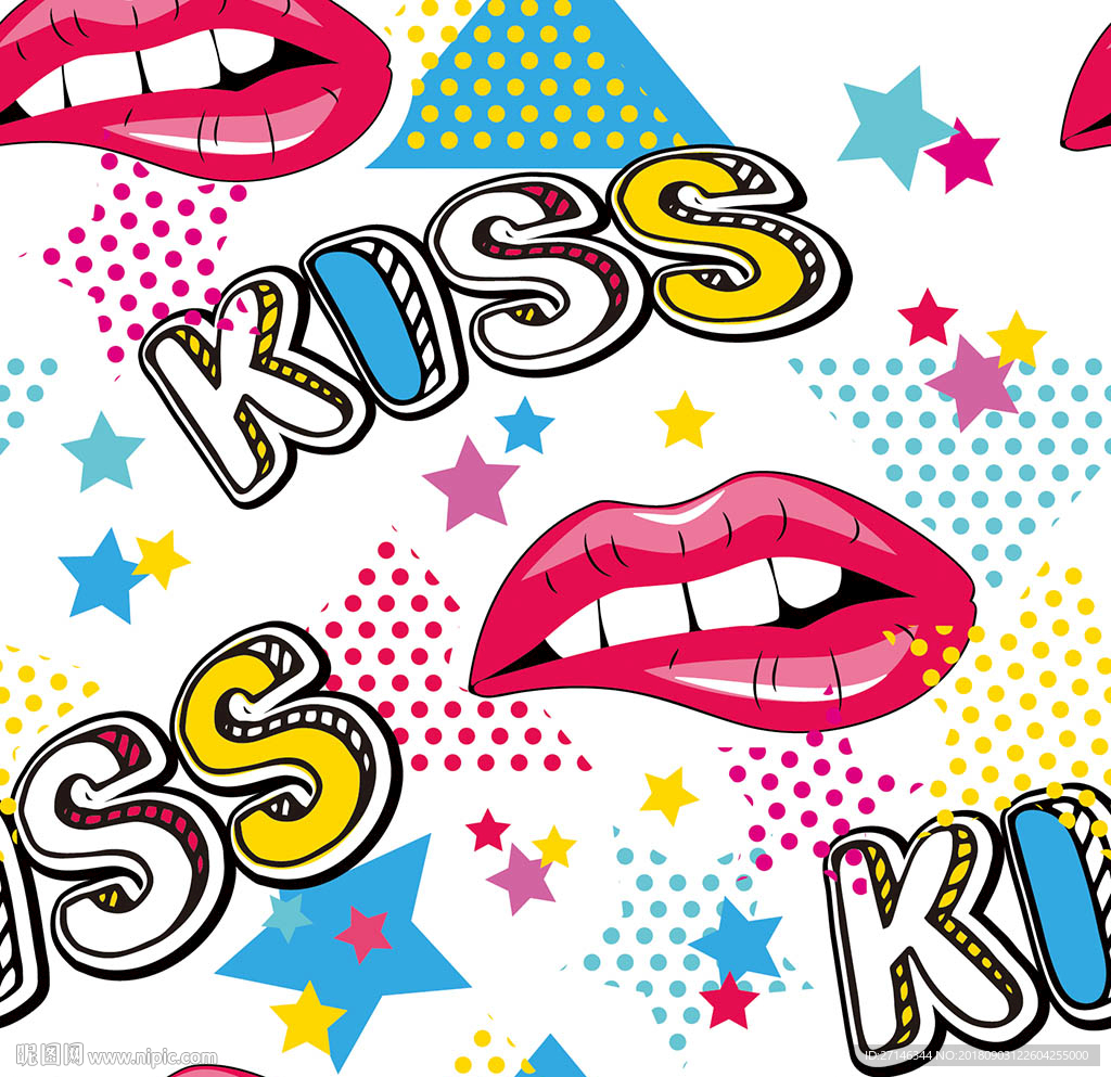 KISS时尚无缝图案