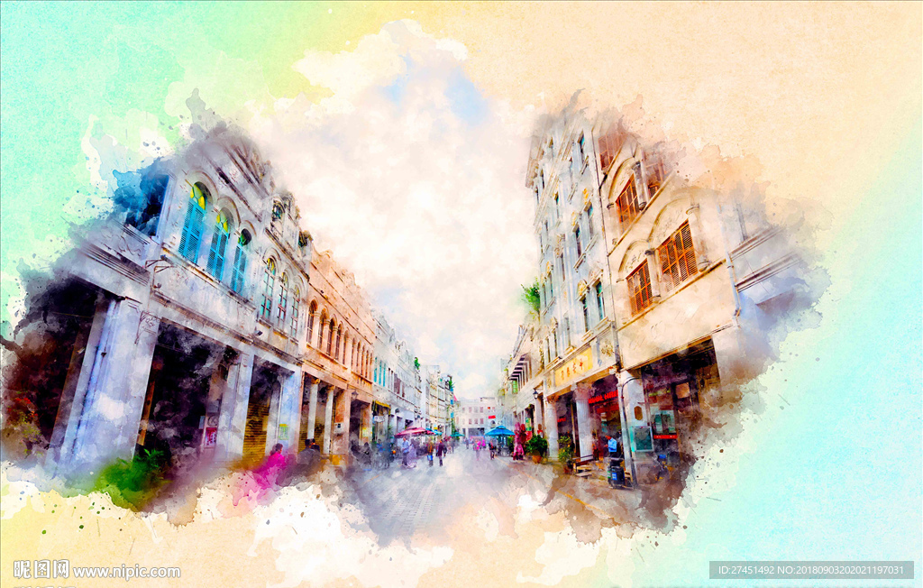 海南海口老街风光