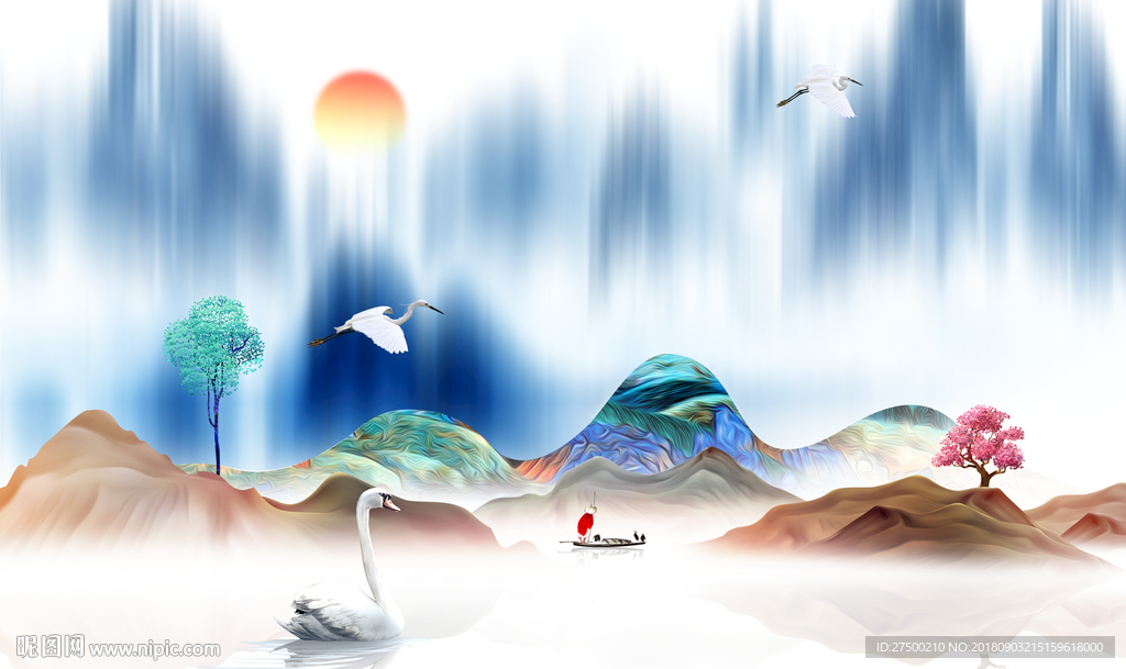 欧式新中式背景墙