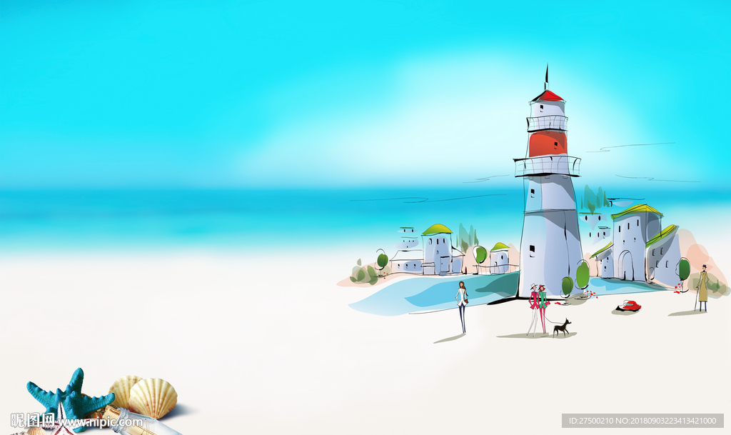 风景手绘背景墙