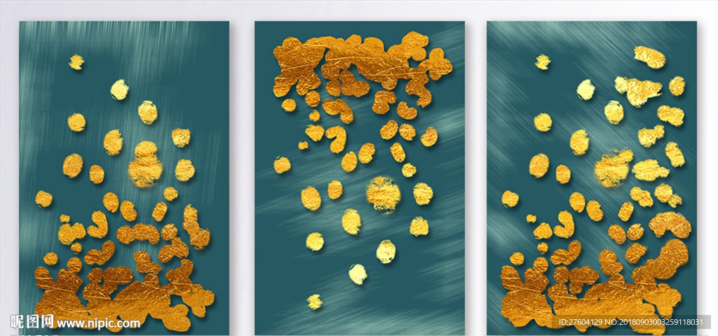 抽象金色疏密波点装饰画