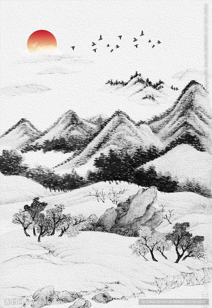 水墨意境山水风景装饰画