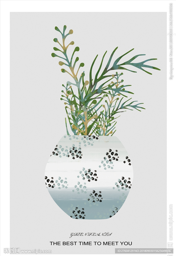 手绘小清新植物创意装饰画