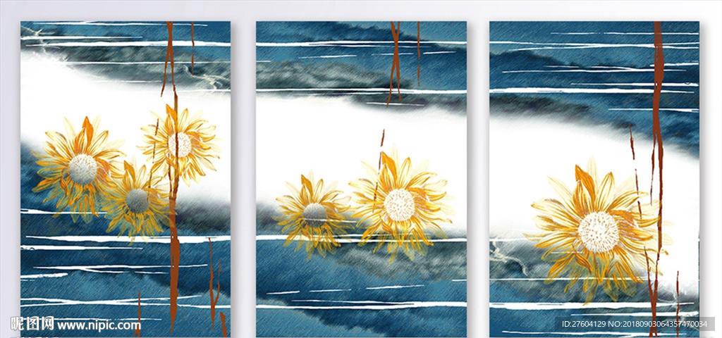 现代向日葵植物装饰画