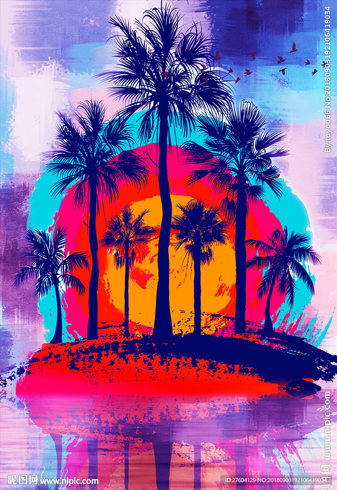 抽象水彩树唯美意境装饰画