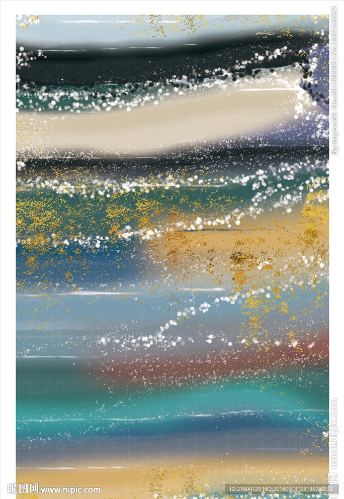 手绘抽象淡彩文艺装饰画