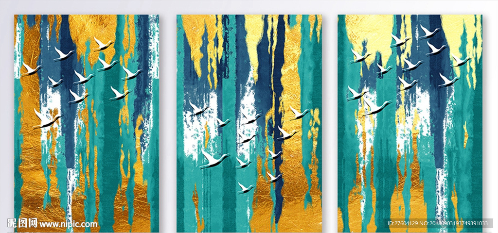 现代抽象大雁装饰画