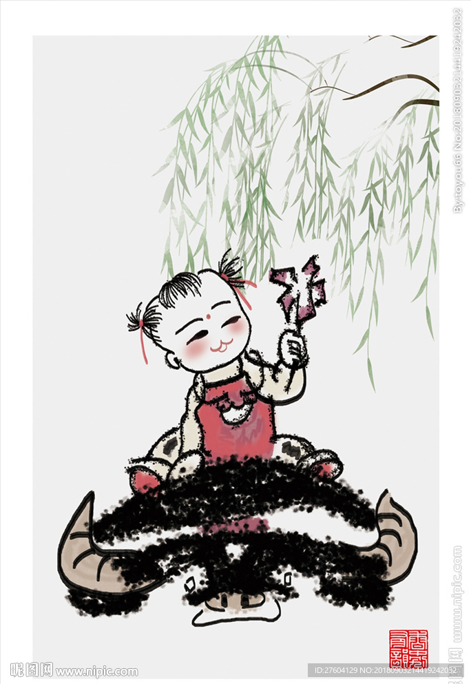 中国风水墨淡彩装饰画