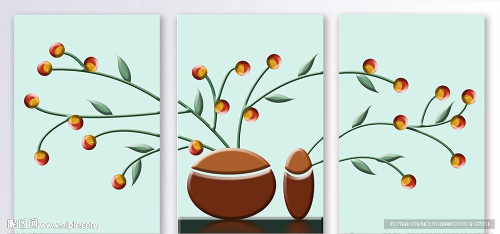 现代简约花球花卉装饰画