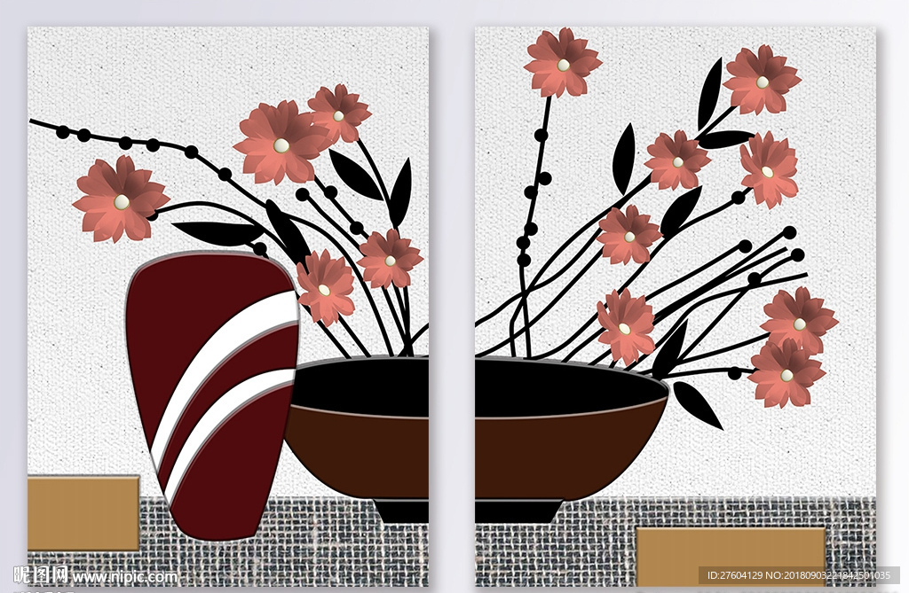 花瓶二联装饰画