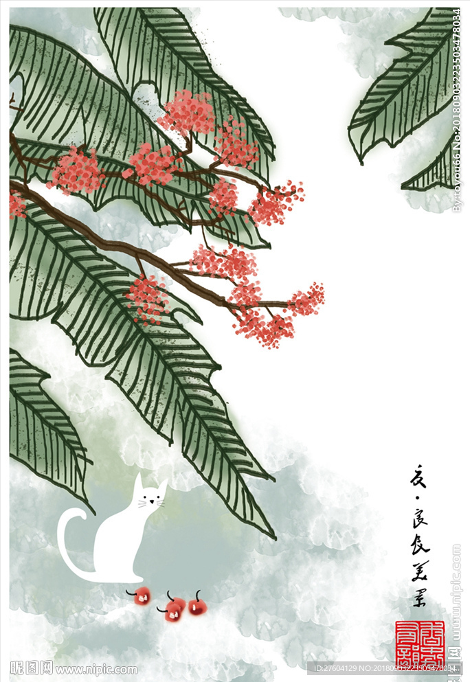 中国风淡彩风景装饰画