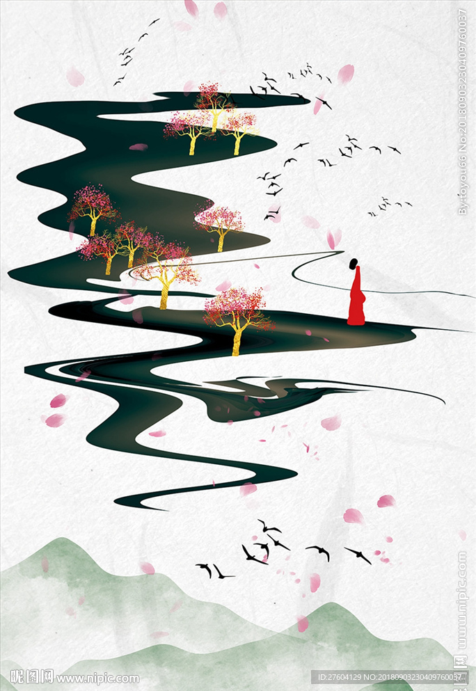 中式禅意意境山水装饰画