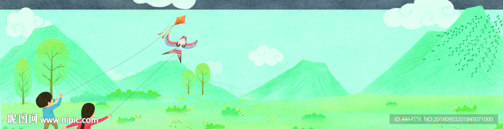 卡通放风筝