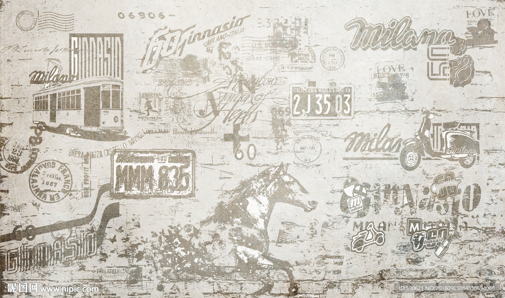 复古工装背景墙