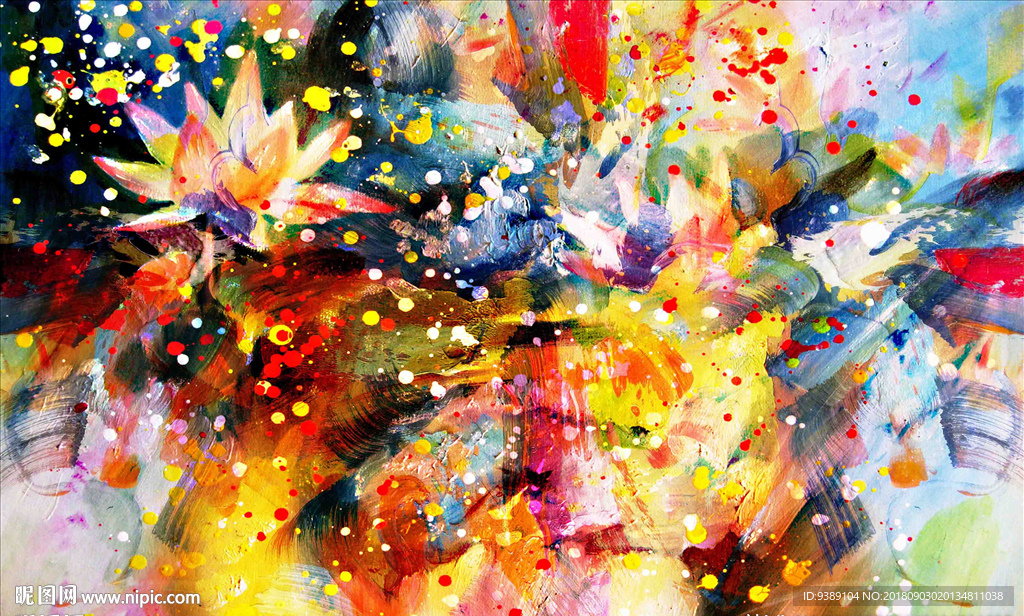 荷花油画