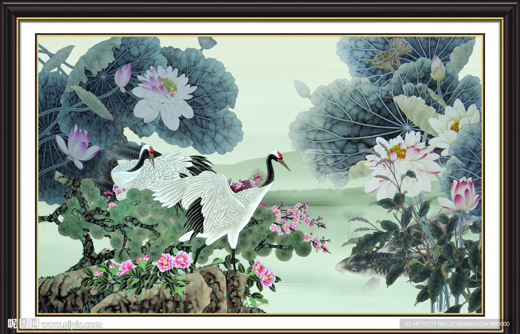 荷花仙鹤