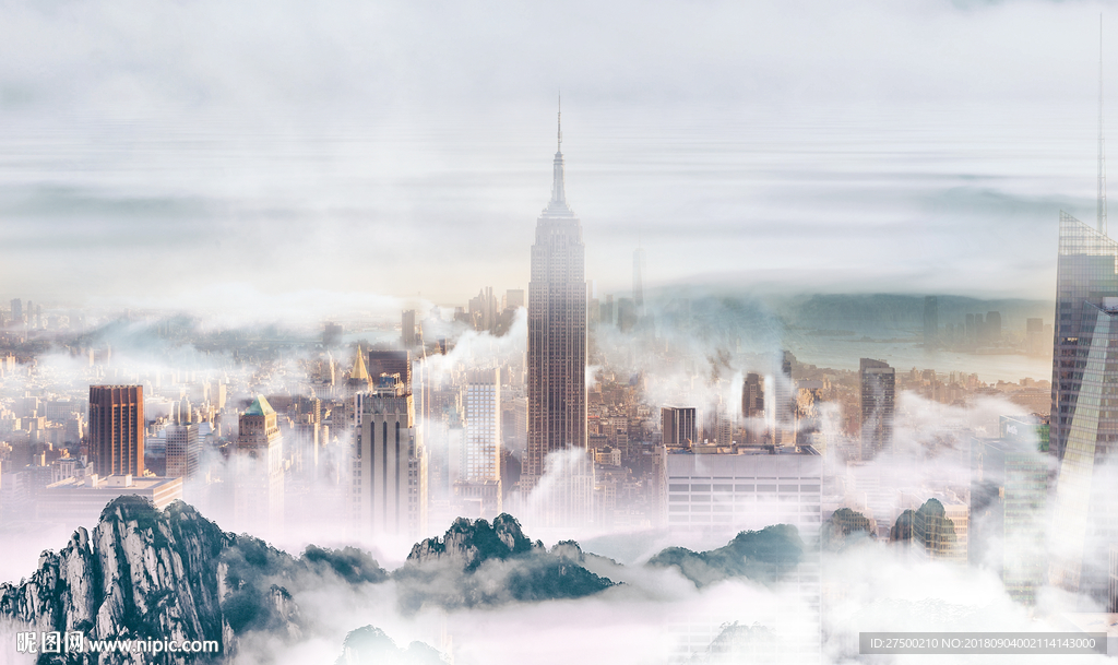 城市建筑背景墙