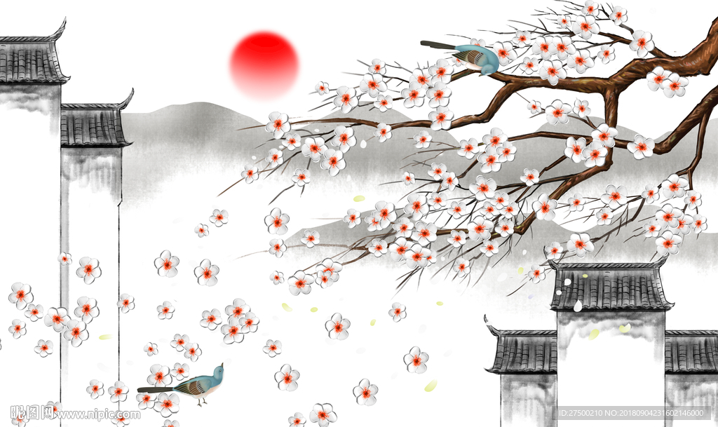 新中式水墨背景墙