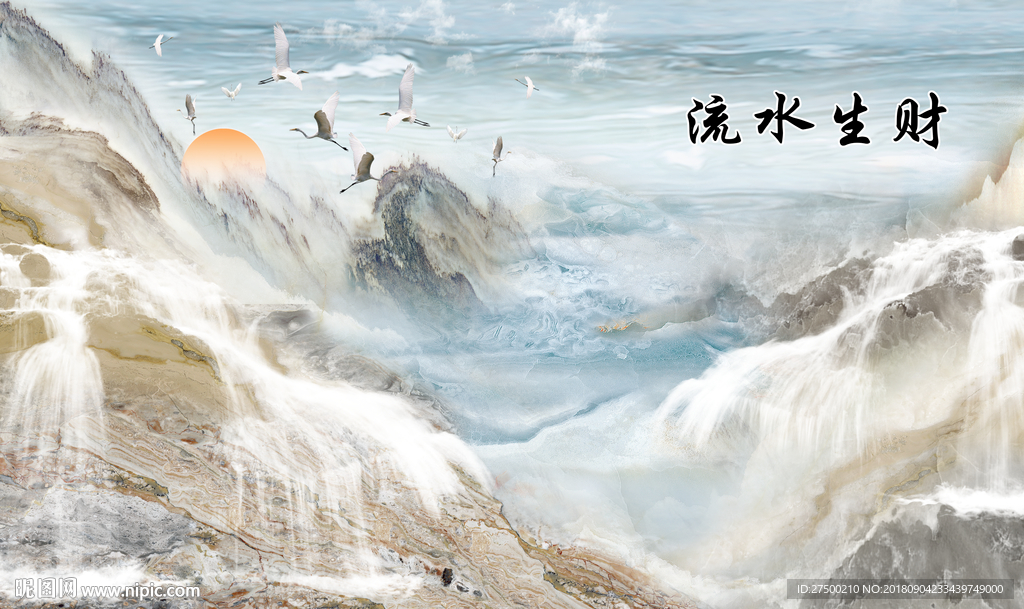 大理石纹山水背景墙