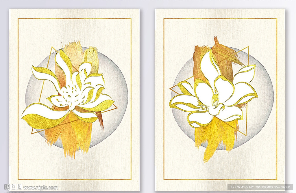 金箔浮雕荷花装饰画
