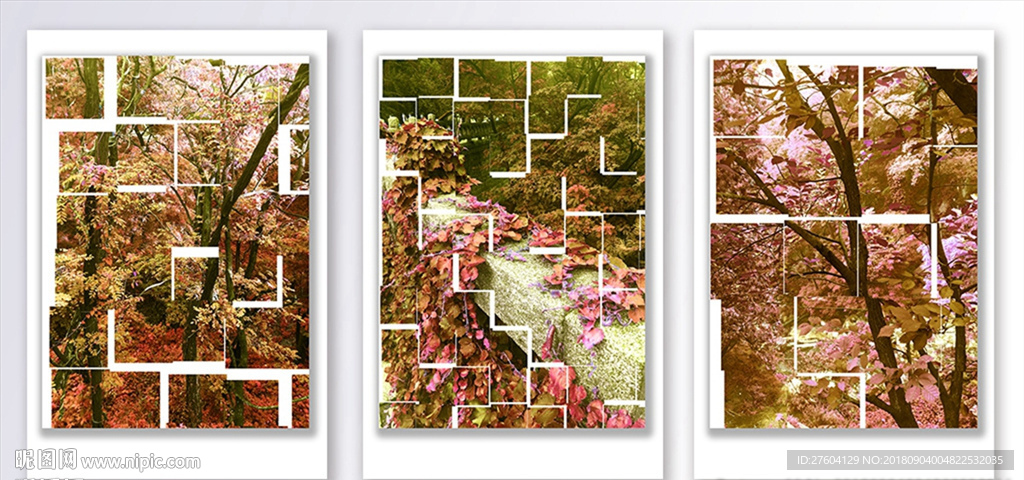 现代粉红色风景装饰画