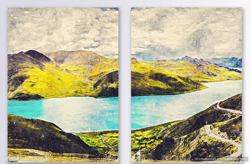 九寨沟油画装饰画