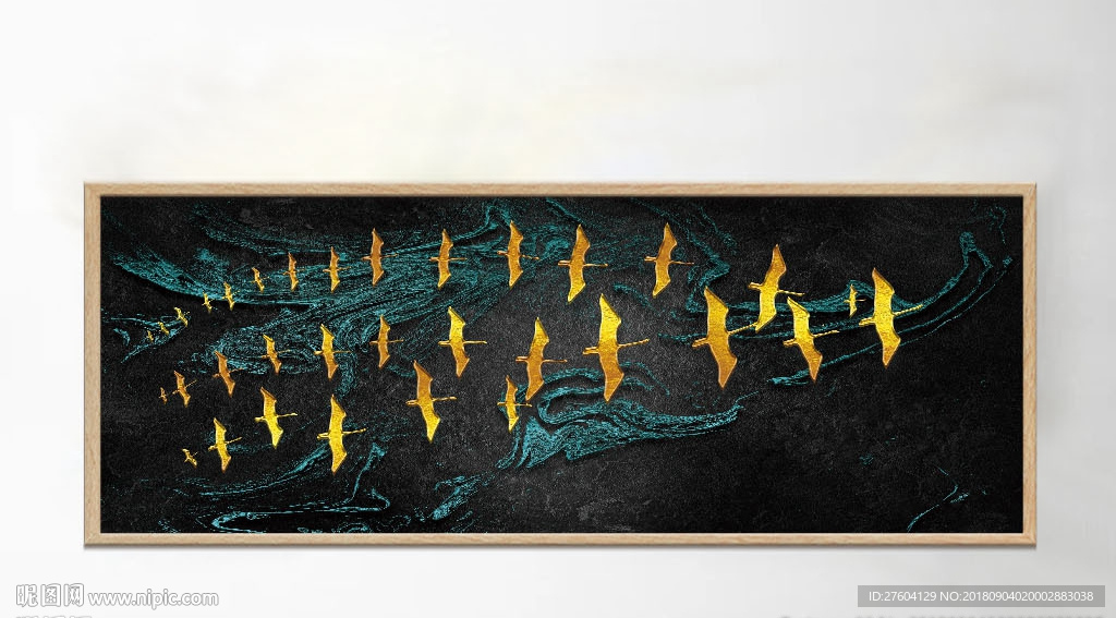 中式质感纹理俯视飞鸟装饰画