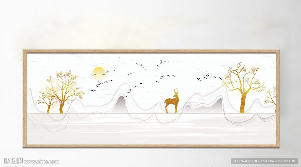 水墨麋鹿装饰画